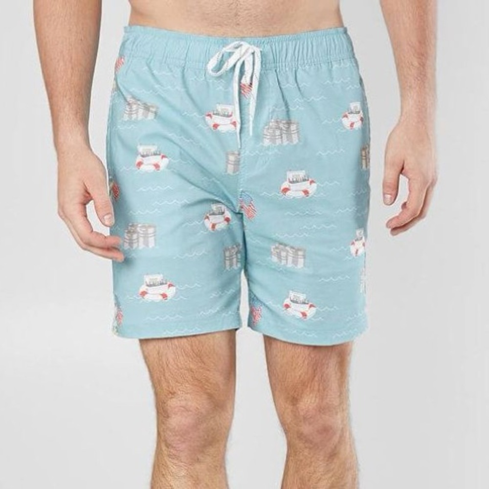 Departwest Patriotic Fourth of July Swim Trunks Size S Blue